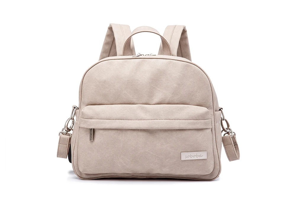 Soboba Solid Fashion Diaper Backpack for Baby Care Waterproof Multi-function Nappy Changing Bag for Mother Stylish Diaper Bags