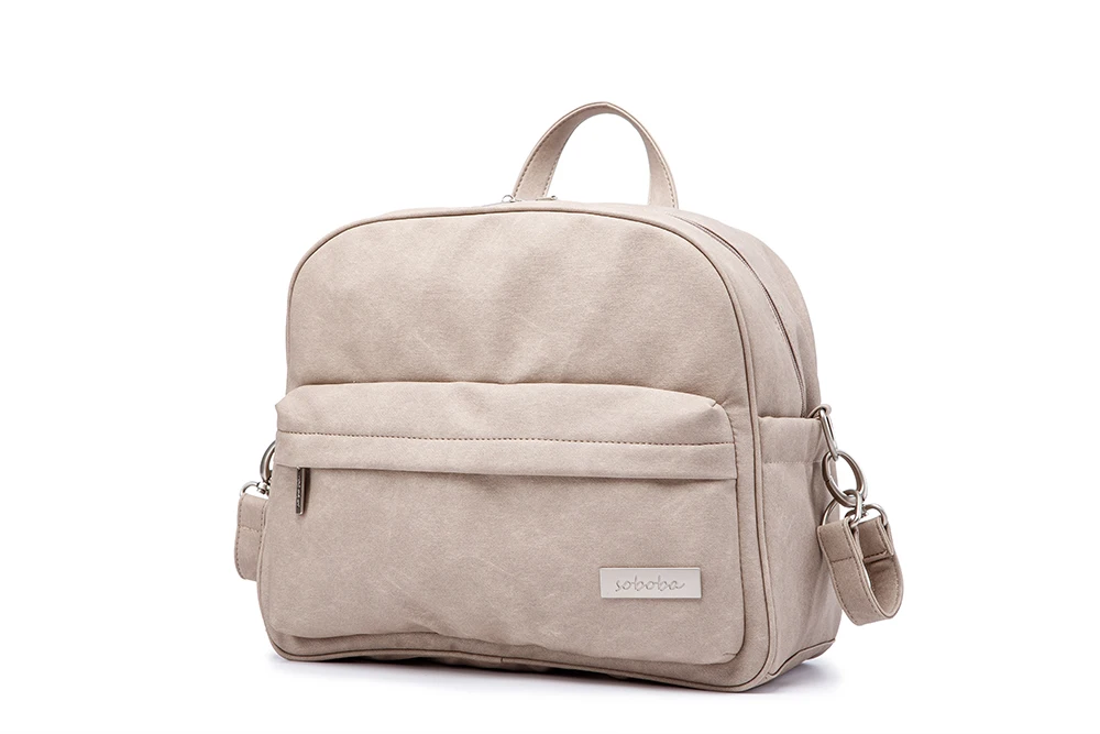 Soboba Solid Fashion Diaper Backpack for Baby Care Waterproof Multi-function Nappy Changing Bag for Mother Stylish Diaper Bags