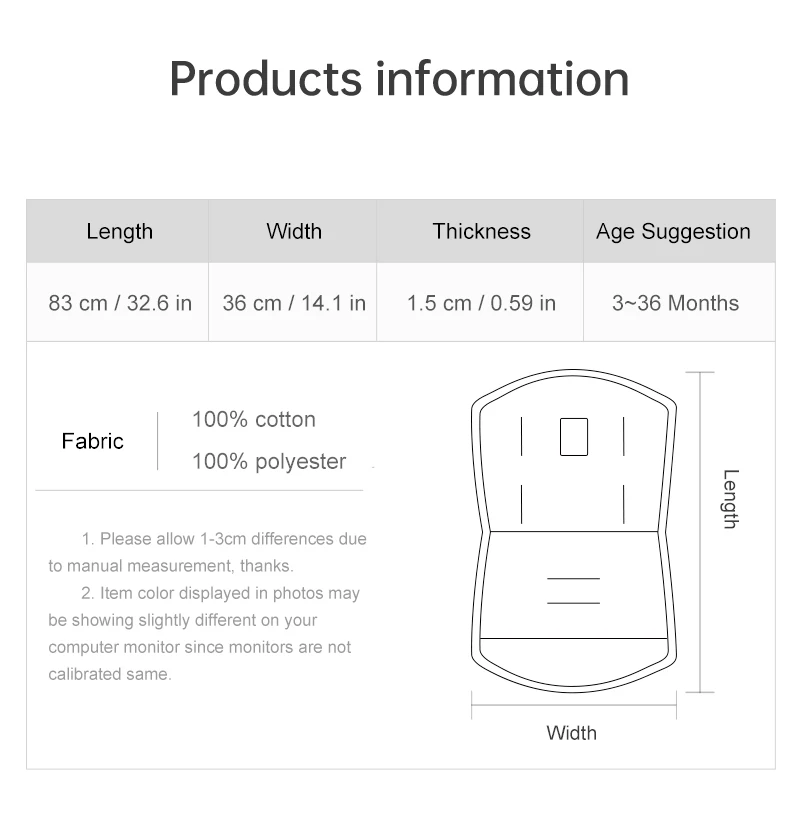 Stroller Cushion Universal Breathable Kids Pushchair Car Trolley Seat Mattress Soft Diaper Pad Cotton Baby Stroller Accessories