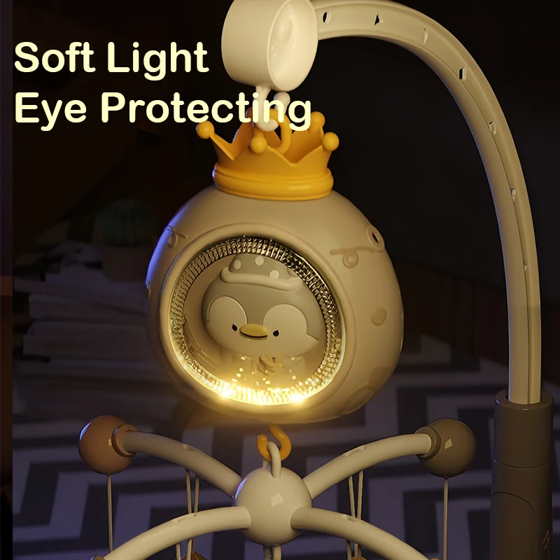 360° Musical Baby Crib Mobile Rotating Night Light Bed Bell Toy Four Speed Timming Hanging Infant Newborn Rattle Bedside Gift
