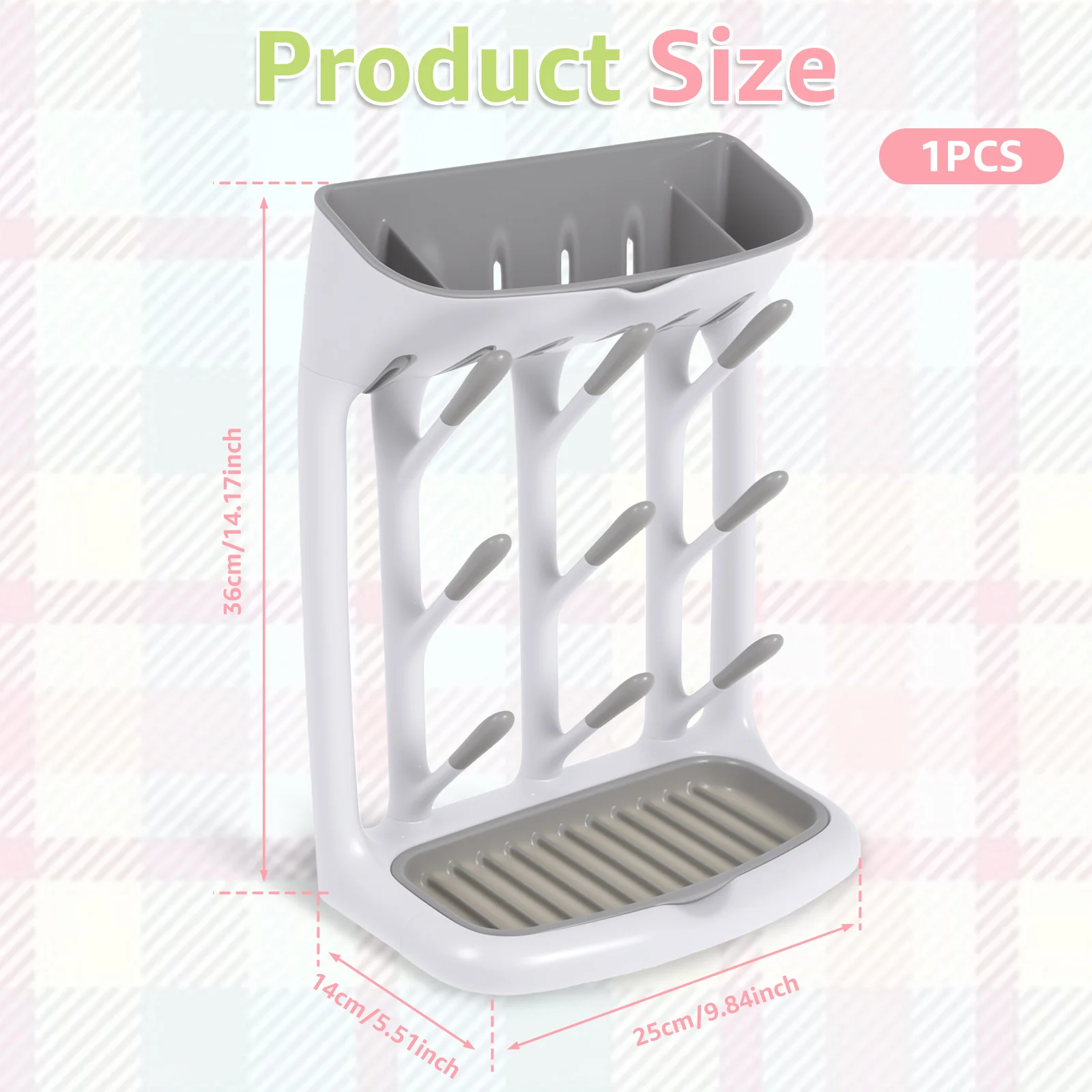Baby Bottle Drying Rack Space Saving Countertop Holder Detachable Tray Baby Bottles Holder Organizer and Drying