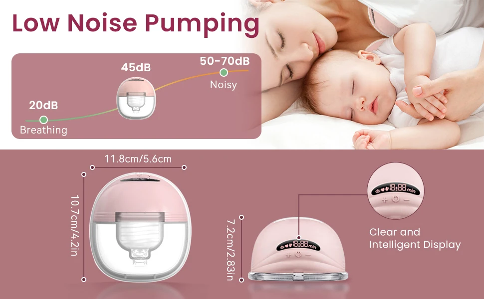 BornBL S21 Electric Breast Pump, Wearable Hands-Free Breastfeeding Pump with 12 Suction 3 Mode, Portable Baby Milk Extractor