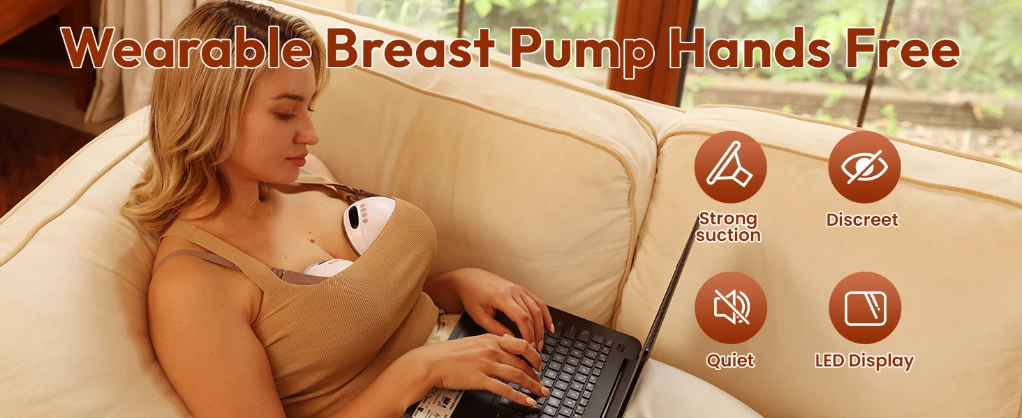 NCVI Electric Breast Pump,Hands-Free for Breastfeeding Pump, Ultra-Quiet Portable Wireless Pump, 3 Flange Sizes(19/21/24mm)