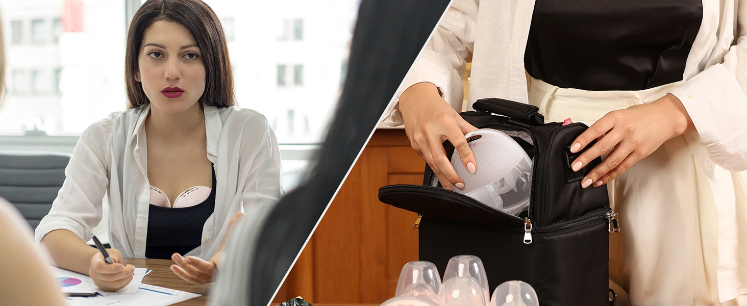 NCVI Electric Breast Pump,Hands-Free for Breastfeeding Pump, Ultra-Quiet Portable Wireless Pump, 3 Flange Sizes(19/21/24mm)
