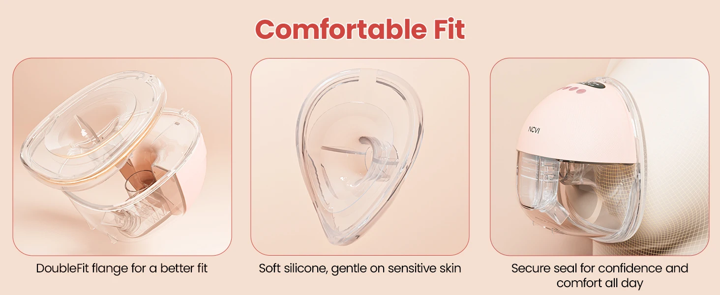 NCVI Electric Breast Pump,Hands-Free for Breastfeeding Pump, Ultra-Quiet Portable Wireless Pump, 3 Flange Sizes(19/21/24mm)
