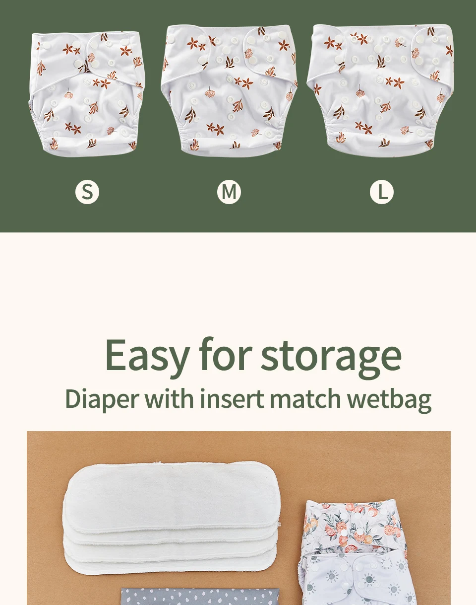 HappyFlute Ecological Cloth Diaper Breathable NappyWashable Reusable Diaper Gift Set With Wetbag