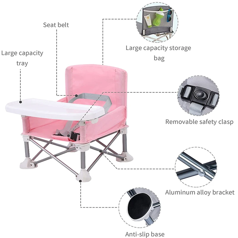 Baby Furniture Supplies Booster Seat Dining Chair Portable Travel Folding Kids With Feeding Chair Outdoor Beach Seat