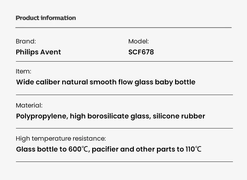 Avent Newborn Baby Bottle SCF678 125ml/160ml Baby Glass Bottles Newborn Feeding Supplies BPA Free Wide Caliber