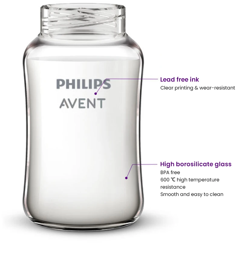 Avent Newborn Baby Bottle SCF678 125ml/160ml Baby Glass Bottles Newborn Feeding Supplies BPA Free Wide Caliber
