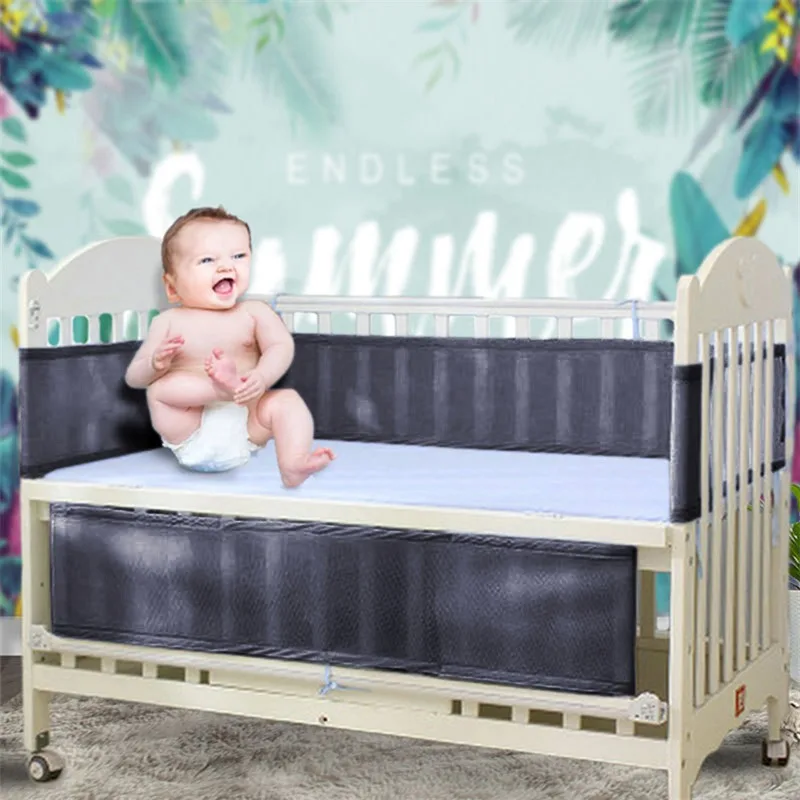 Baby Breathable Mesh Crib Liner Crib Girth Comfortable For 4 Panel Crib Bed Fashion Portable Circumference