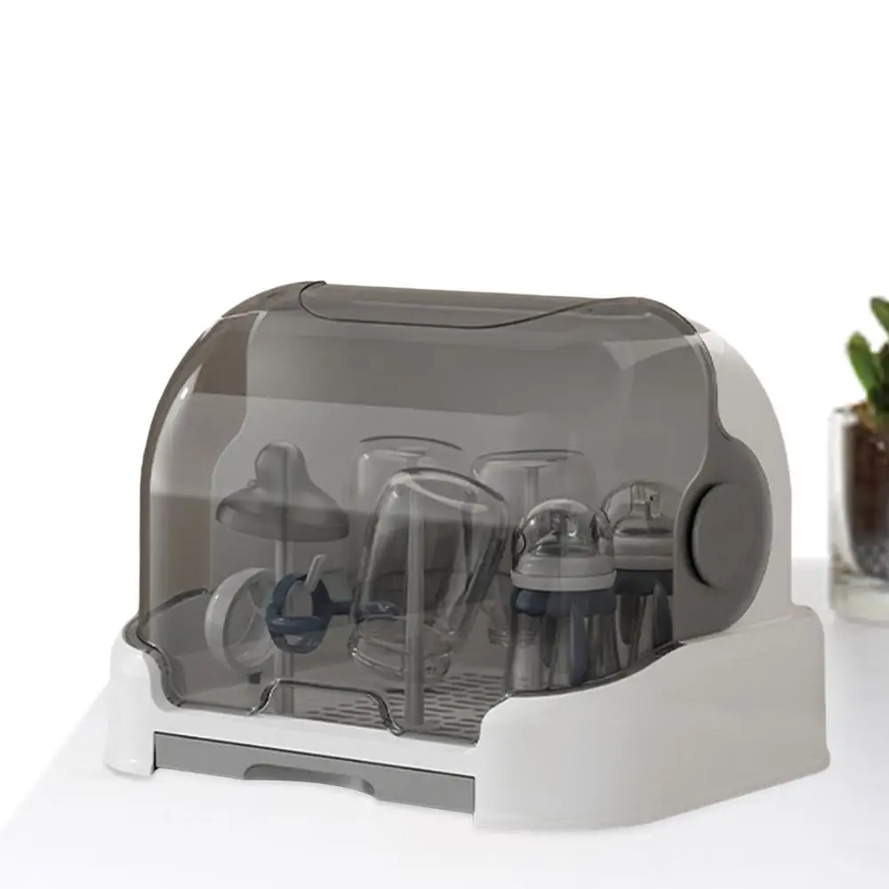 Drying Rack for Bottles Cups Dustproof Bottle Storage with Removable Drip Tray Toddler Bottles Storage Box with Good Sealing