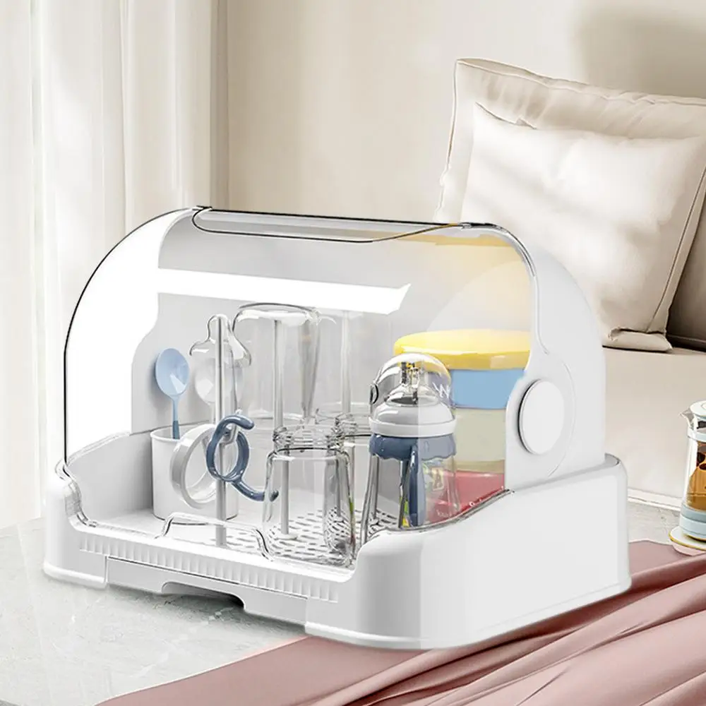 Drying Rack for Bottles Cups Dustproof Bottle Storage with Removable Drip Tray Toddler Bottles Storage Box with Good Sealing