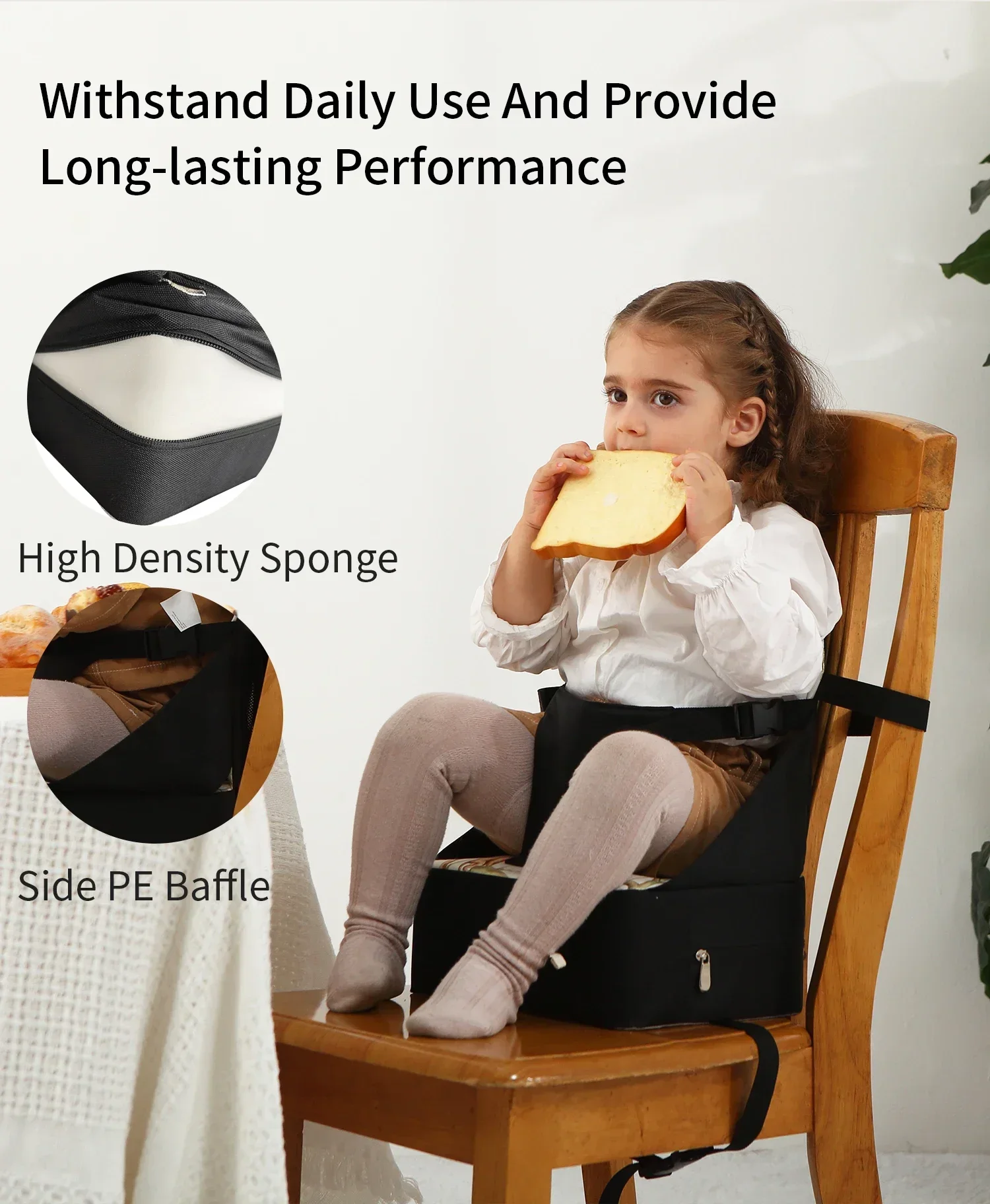 Kids Foldable Ventilated Booster Seat Pad Anti Slip Cushion Comfortable Toddler Chair Saddle Portable Waterproof High Seat
