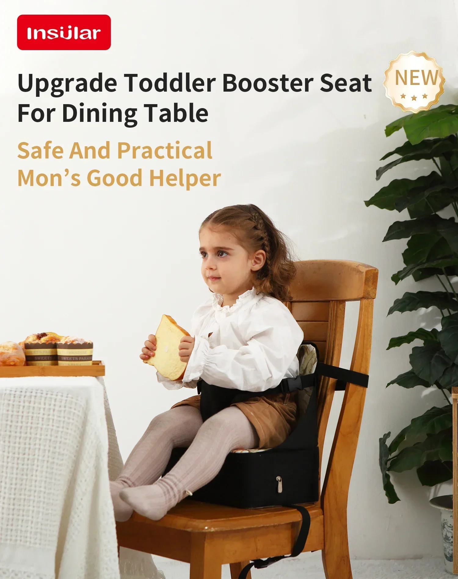 Kids Foldable Ventilated Booster Seat Pad Anti Slip Cushion Comfortable Toddler Chair Saddle Portable Waterproof High Seat