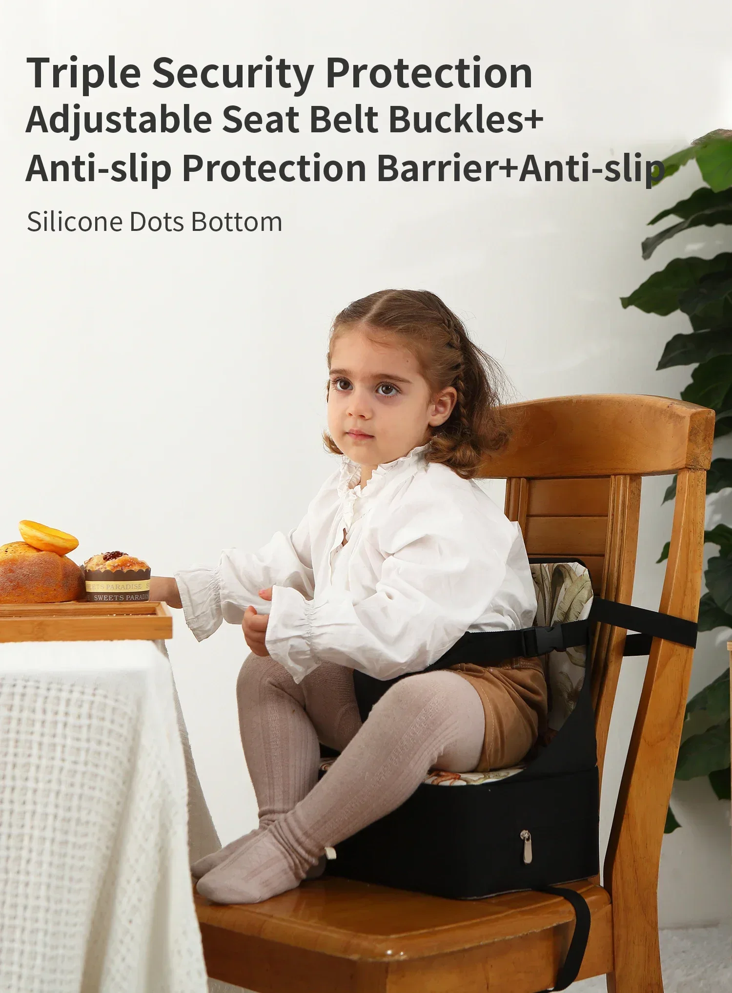 Kids Foldable Ventilated Booster Seat Pad Anti Slip Cushion Comfortable Toddler Chair Saddle Portable Waterproof High Seat