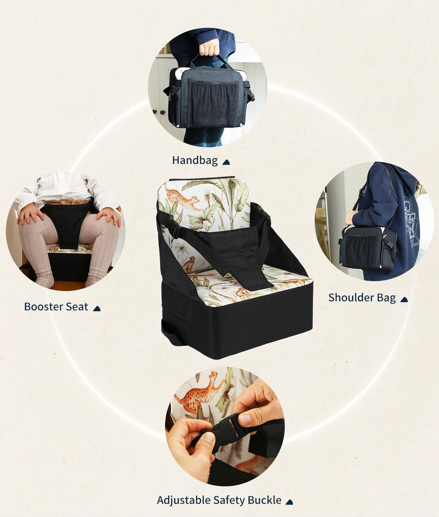 Kids Foldable Ventilated Booster Seat Pad Anti Slip Cushion Comfortable Toddler Chair Saddle Portable Waterproof High Seat