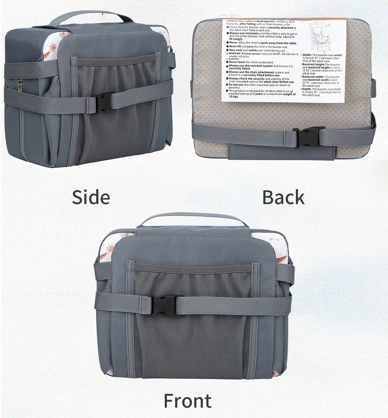 Kids Foldable Ventilated Booster Seat Pad Anti Slip Cushion Comfortable Toddler Chair Saddle Portable Waterproof High Seat