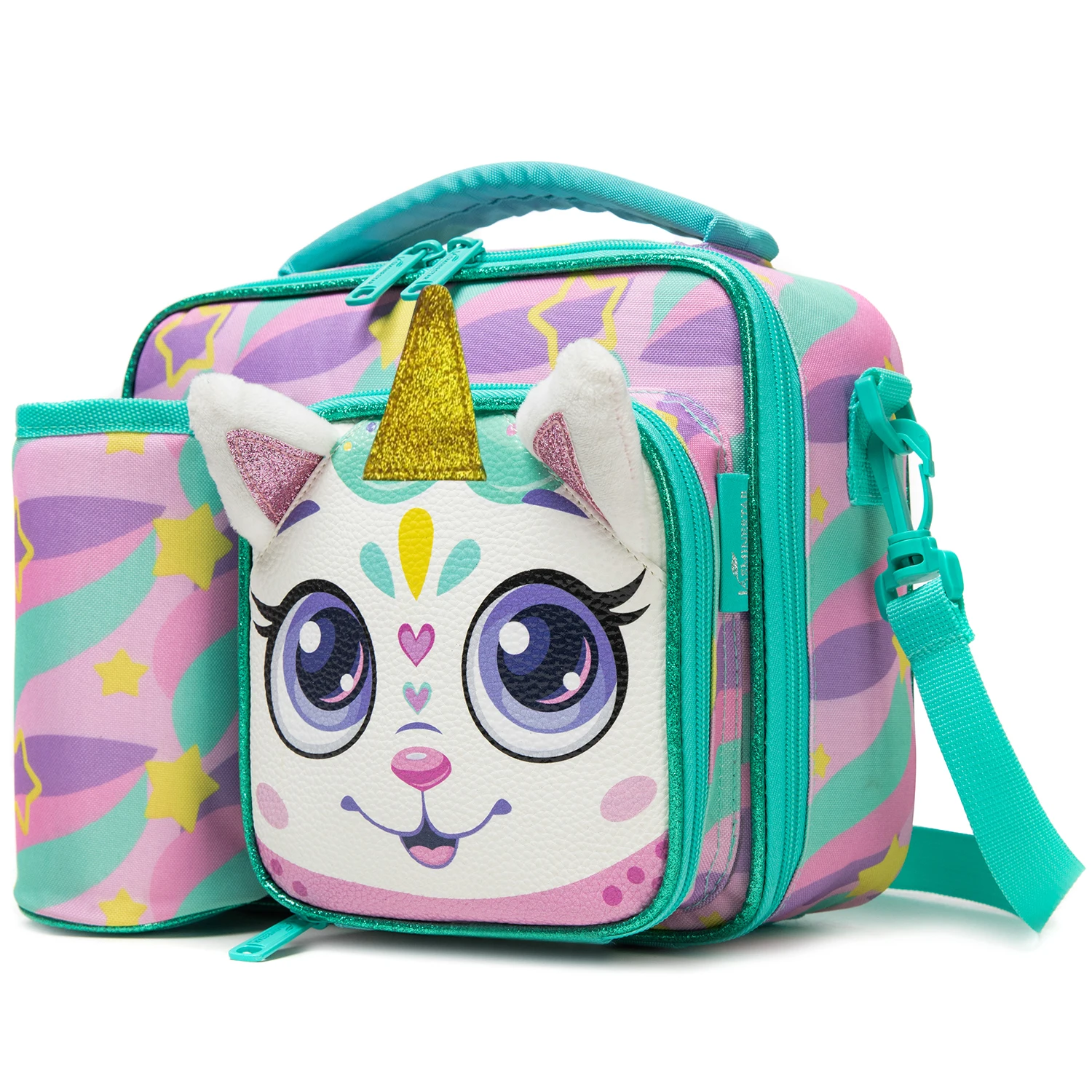 Cute Animal Kids Lunch Box Meal Bag Set Washable Lunch Bag&Reusable Leakproof Bag for School & Nursery It's Beautiful for Girls