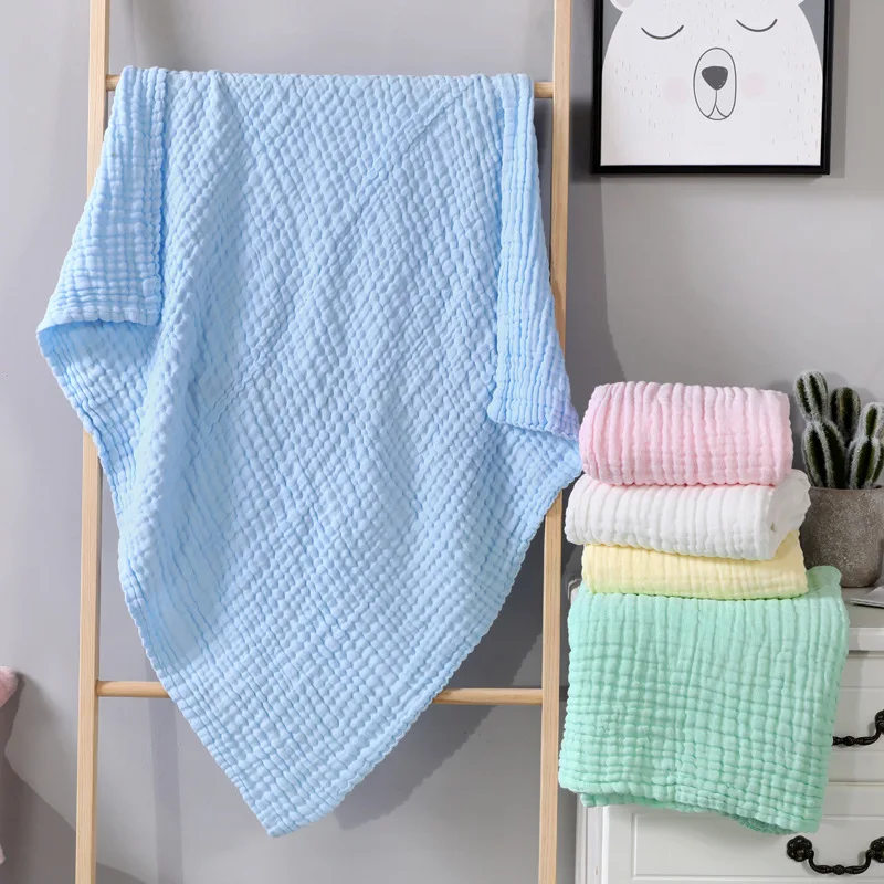 6 Layers Baby Bath Towel Kids Swaddle Wrap Bedding Pure Cotton Bubble Muslin Blanket Infant Gauze Receiving Blanket 105*105cm