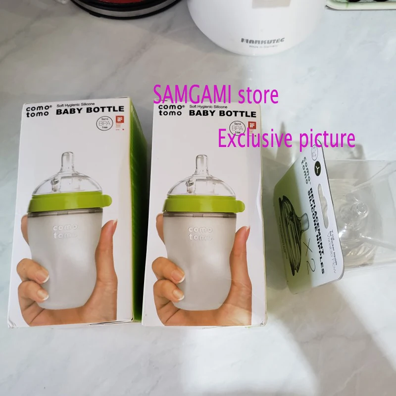 Silicone Baby Bottle Green/Pink 5 oz and 8 oz Baby Bottles 2 Pack BPA free Feeding bottle children kids