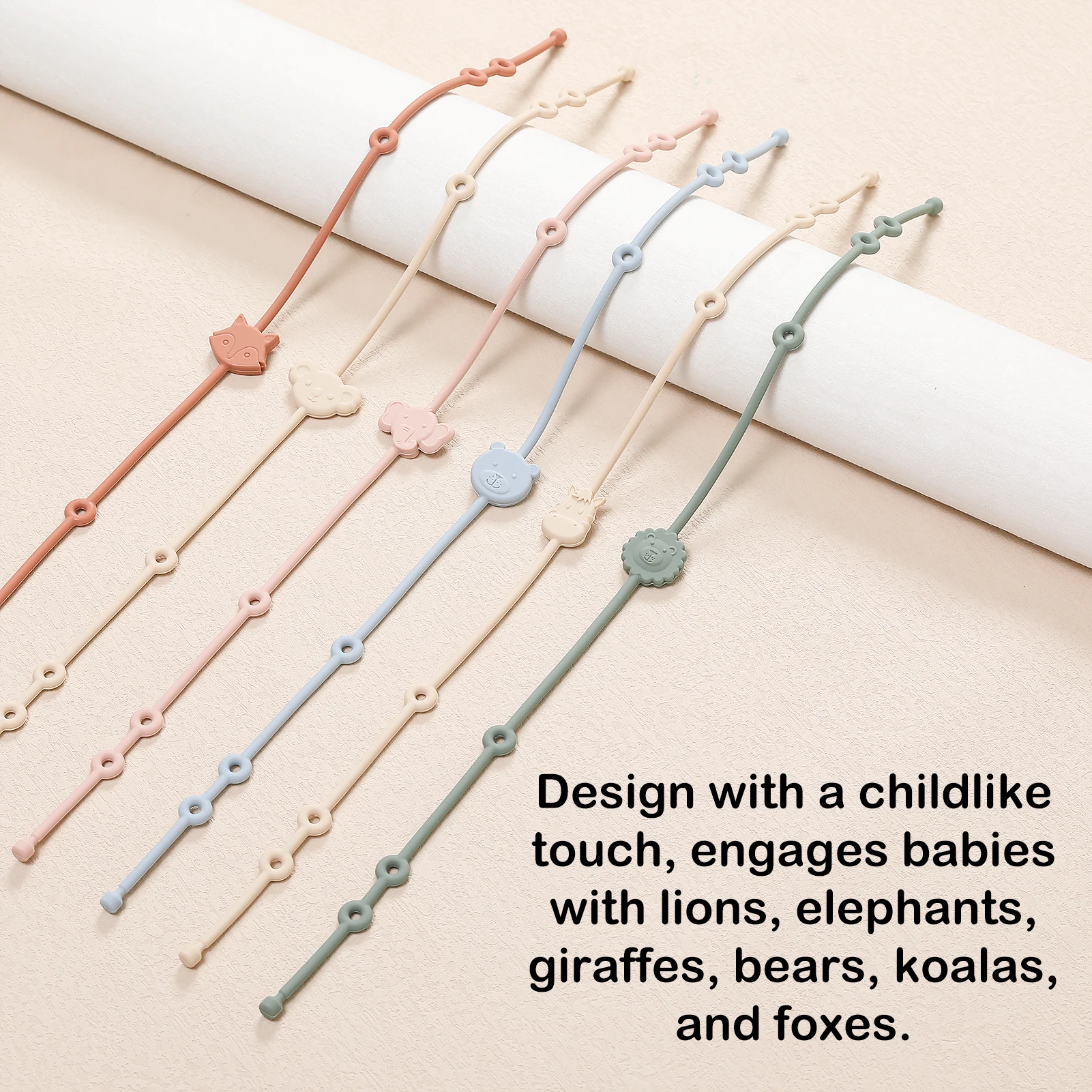 6pcs Baby Pacifier Clips Soft Silicone，Baby Toy Adjustable Infant Nipple Holder  Stroller Baby Accessories
