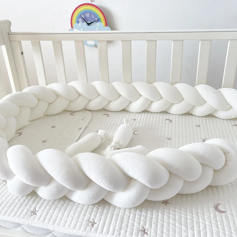 Baby Cot BumperInfant Bebe Crib Protector Cot Bumper Bumper for Room Deco Bed Braid Baby Bumper Bed Braid Knot Pillow Cushion