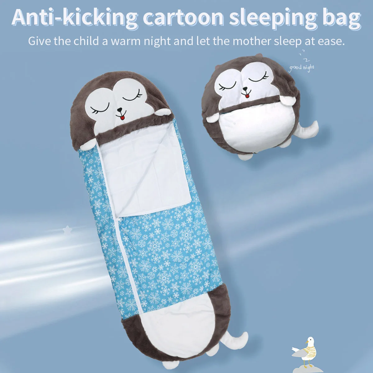 Children's Cartoon Sleeping Bag with Pillow for Birthday Gift Kids Comfy Plush Warm Sleepy Sack Animal Boys Girls Soft Sleepsack