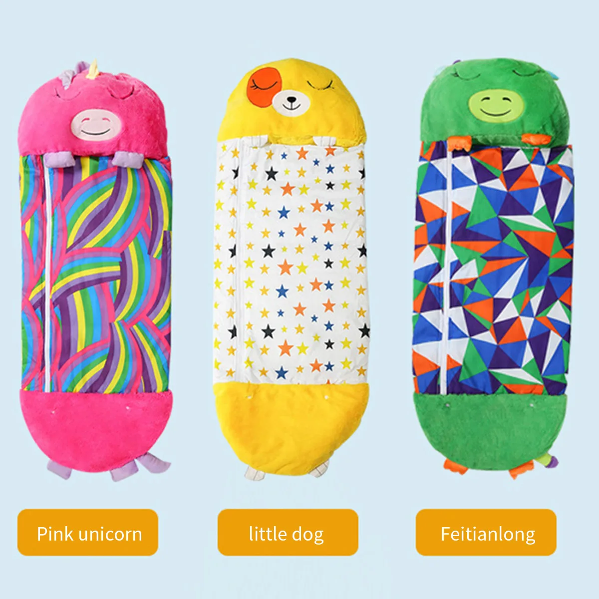 Children's Cartoon Sleeping Bag with Pillow for Birthday Gift Kids Comfy Plush Warm Sleepy Sack Animal Boys Girls Soft Sleepsack