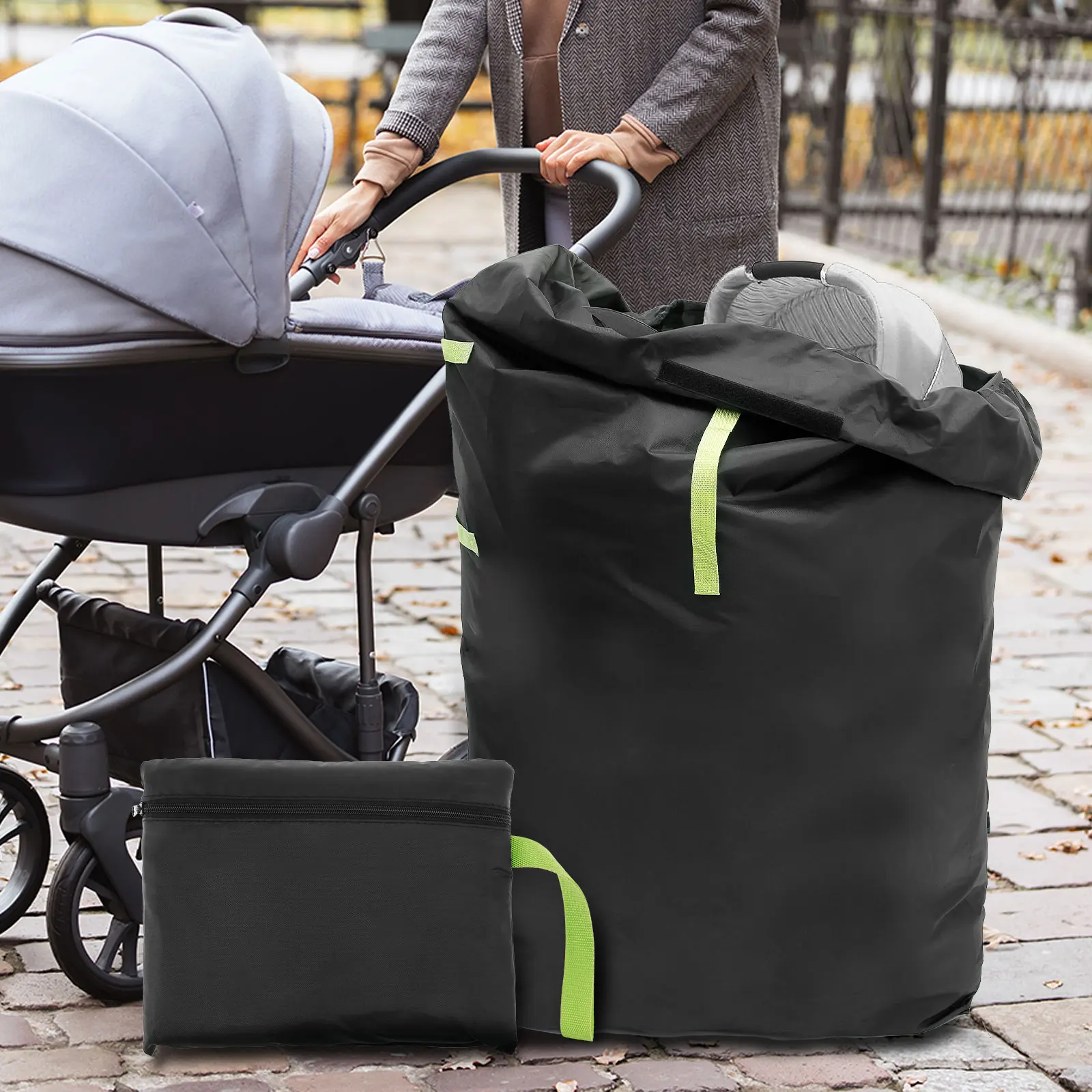 Large Stroller Cover Bag for Air Train Travel 420D Oxford Cloth Waterproof Gate Check Stroller Storage Bag with Adjustable Strap