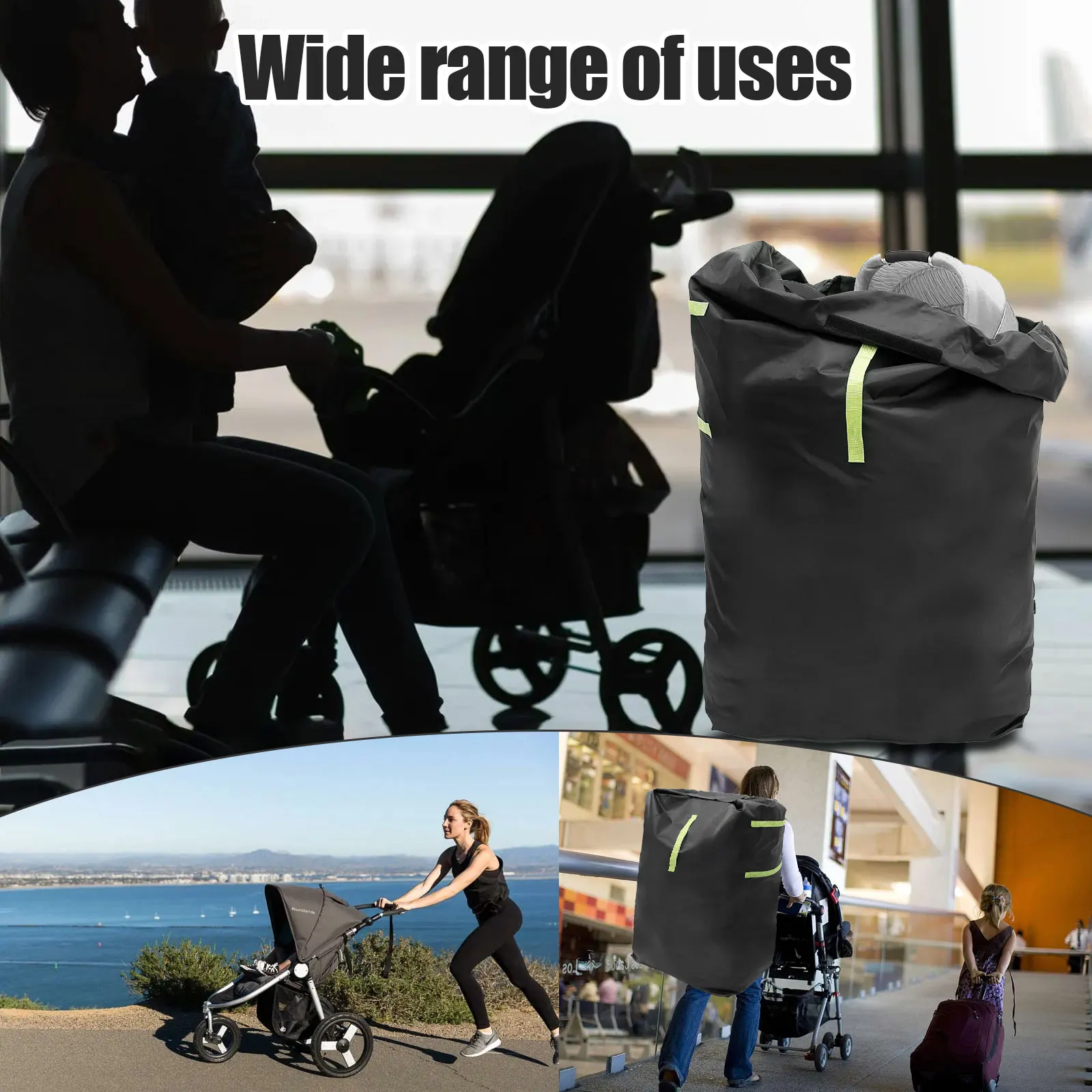 Large Stroller Cover Bag for Air Train Travel 420D Oxford Cloth Waterproof Gate Check Stroller Storage Bag with Adjustable Strap