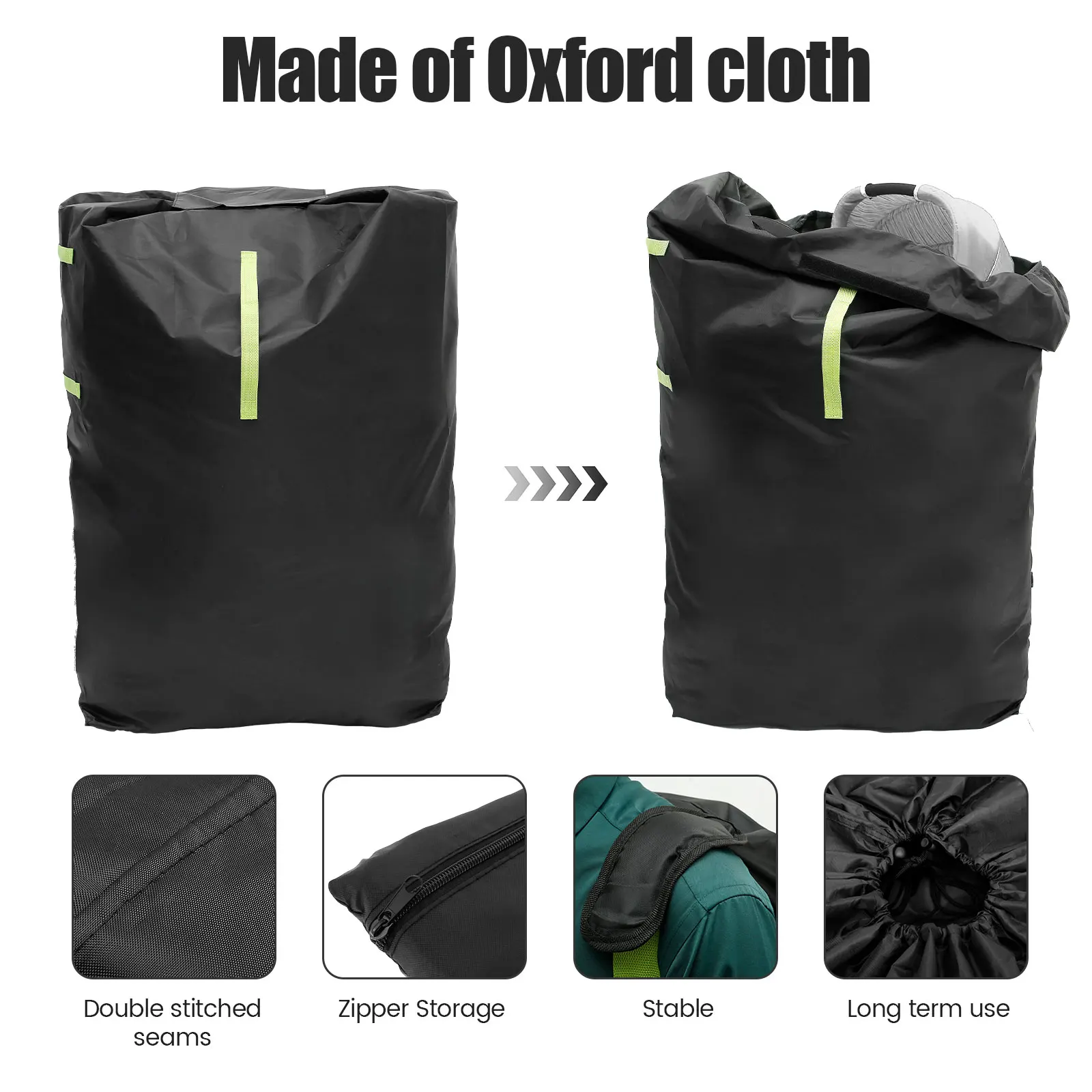 Large Stroller Cover Bag for Air Train Travel 420D Oxford Cloth Waterproof Gate Check Stroller Storage Bag with Adjustable Strap