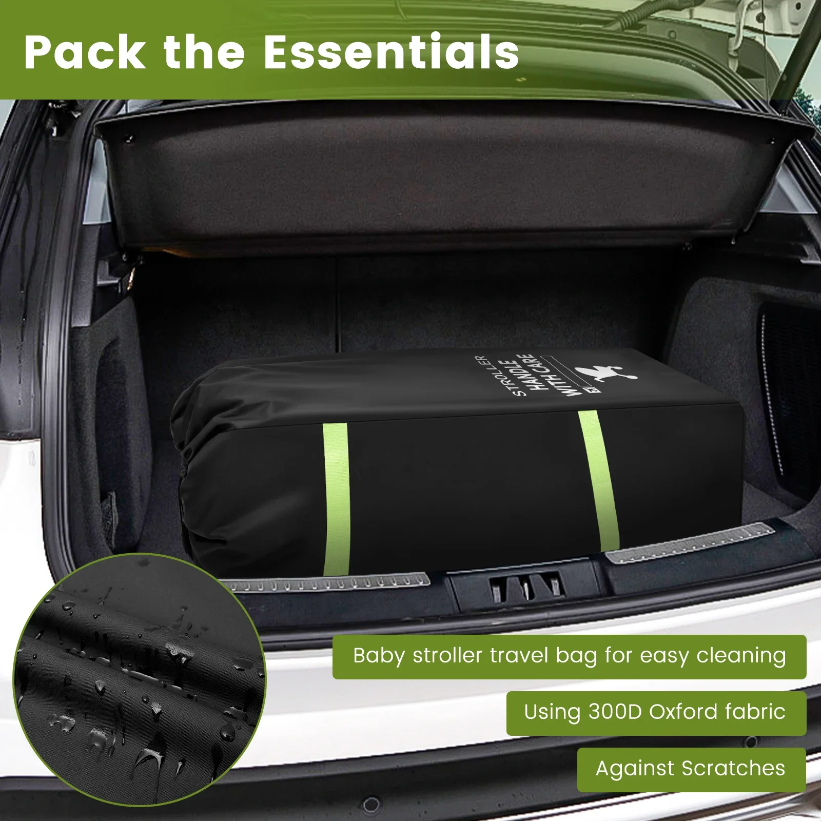 Baby Stroller Universal Dust Bag Large Capacity Gate Check Stroller Bag with Hand Straps Oxford Cloth Stroller Bag for Airplane