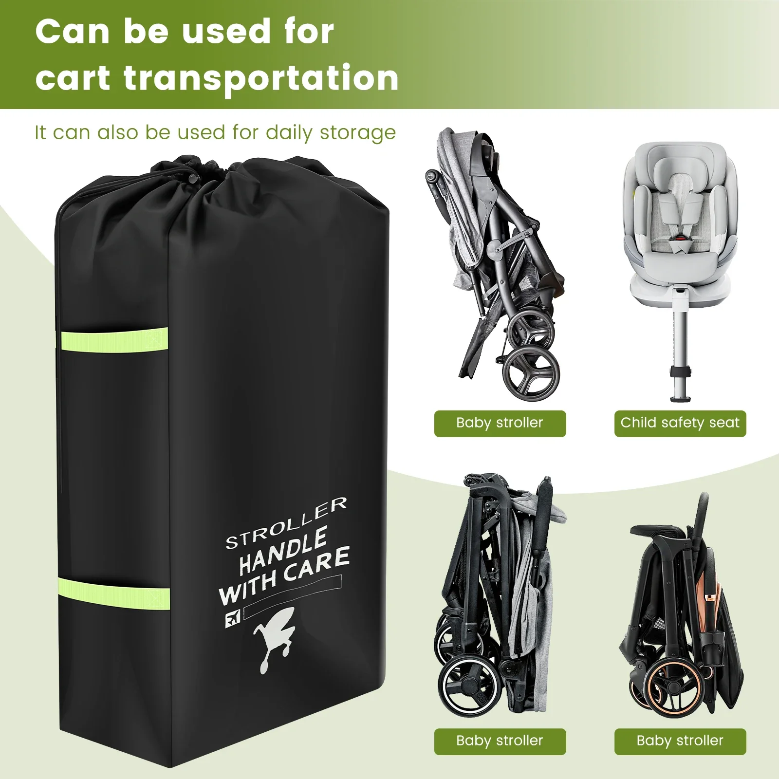 Baby Stroller Universal Dust Bag Large Capacity Gate Check Stroller Bag with Hand Straps Oxford Cloth Stroller Bag for Airplane