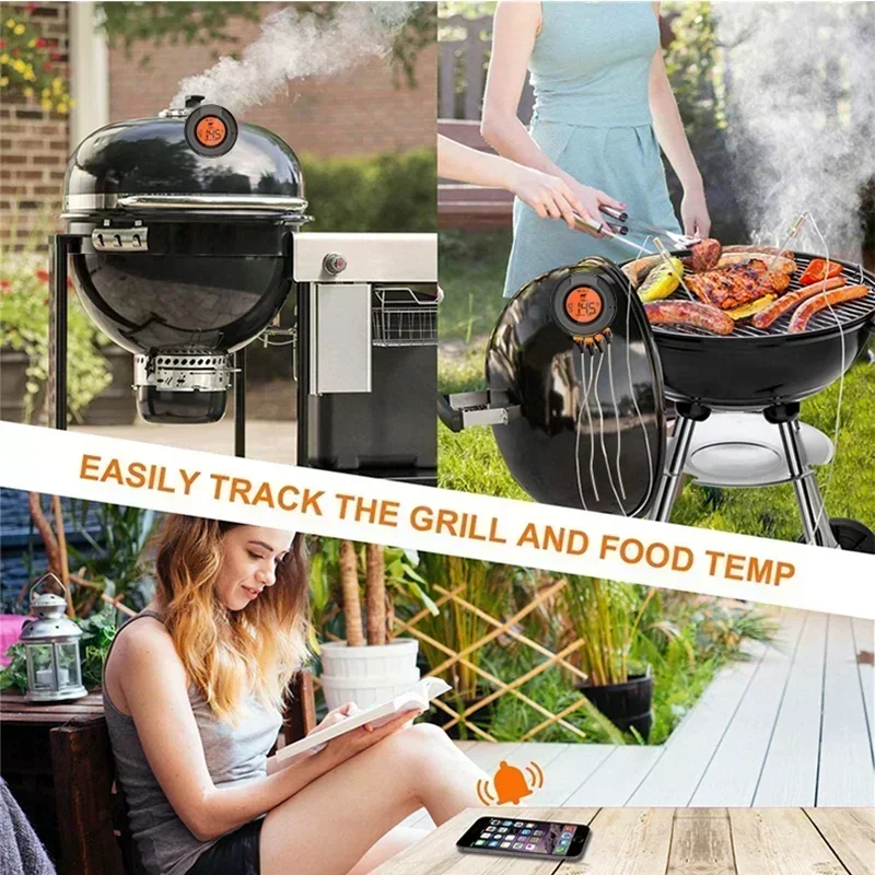 2025 Upgrade Outdoor Digital Wireless Bluetooth Dome Cooking Food Meat Thermometer for BBQ Charcoal Grill and Oven Smoker