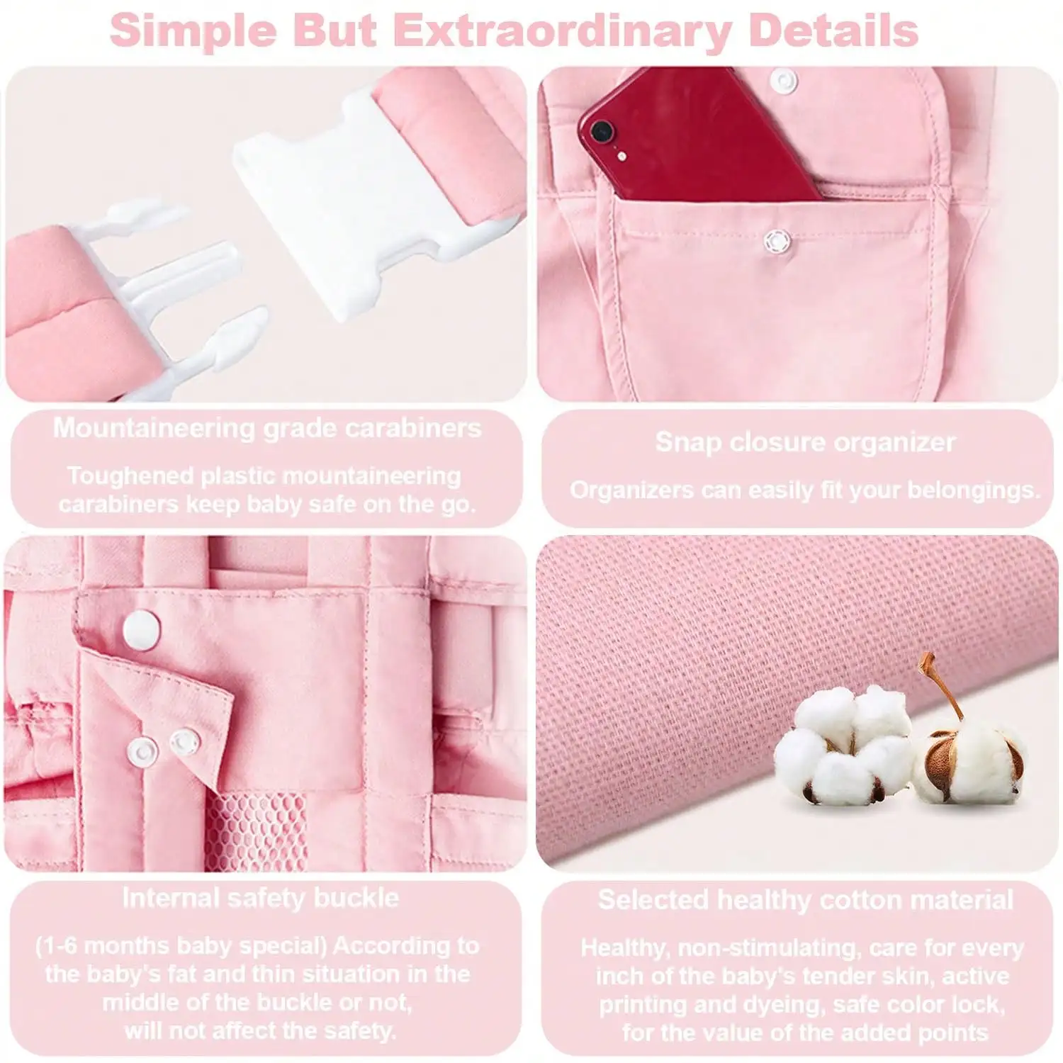 0-24 Months Baby Carrier with Adjustable Shoulder Strap Ergonomic Newborn Carrier with Breathable Mesh Fabric Carrier