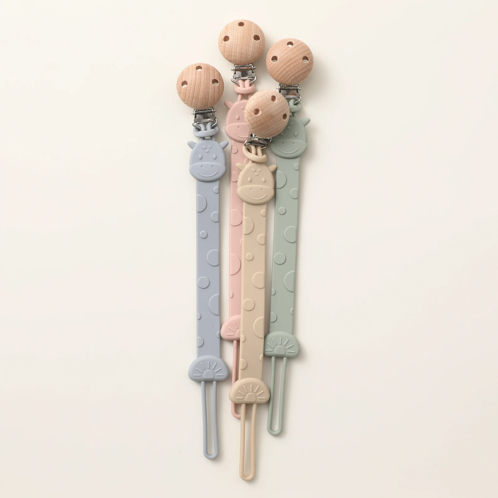2pcs Baby Silicone Pacifier Chains， Cartoon Giraffe Shaped Silicone Baby Pacifier Chain ， For Newborn Mothers As Gifts