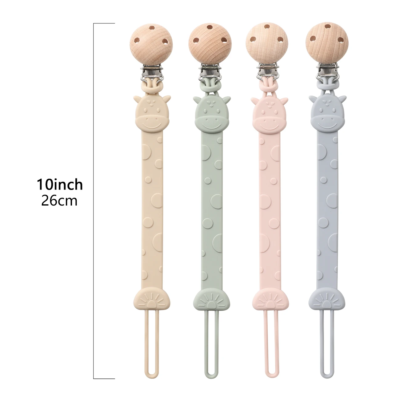 2pcs Baby Silicone Pacifier Chains， Cartoon Giraffe Shaped Silicone Baby Pacifier Chain ， For Newborn Mothers As Gifts