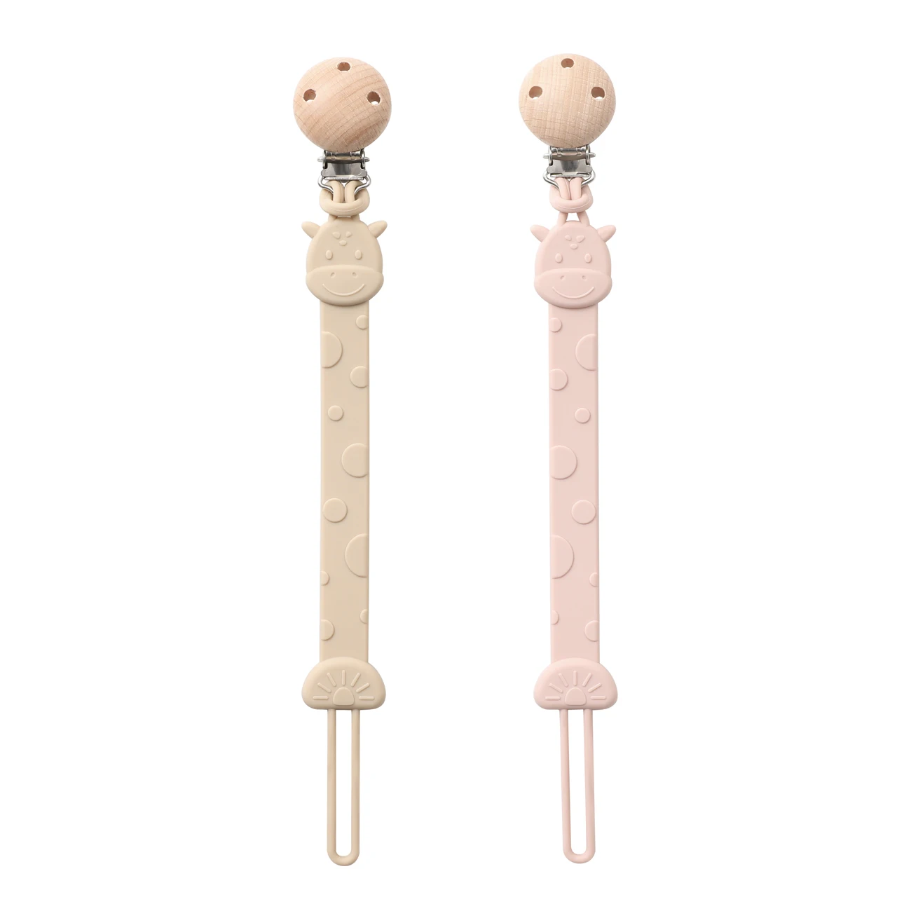 2pcs Baby Silicone Pacifier Chains， Cartoon Giraffe Shaped Silicone Baby Pacifier Chain ， For Newborn Mothers As Gifts