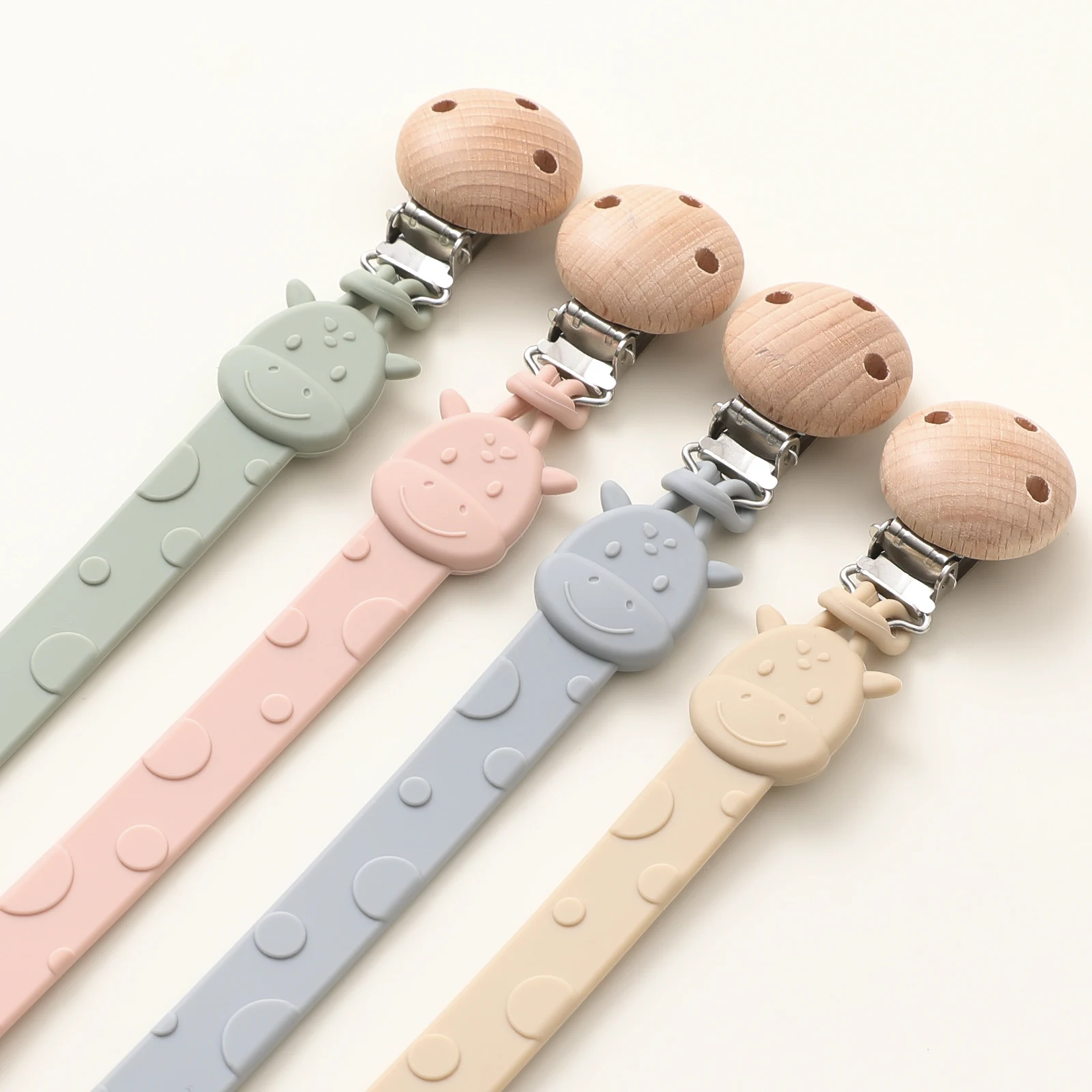 2pcs Baby Silicone Pacifier Chains， Cartoon Giraffe Shaped Silicone Baby Pacifier Chain ， For Newborn Mothers As Gifts