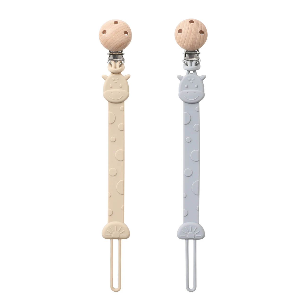 2pcs Baby Silicone Pacifier Chains， Cartoon Giraffe Shaped Silicone Baby Pacifier Chain ， For Newborn Mothers As Gifts