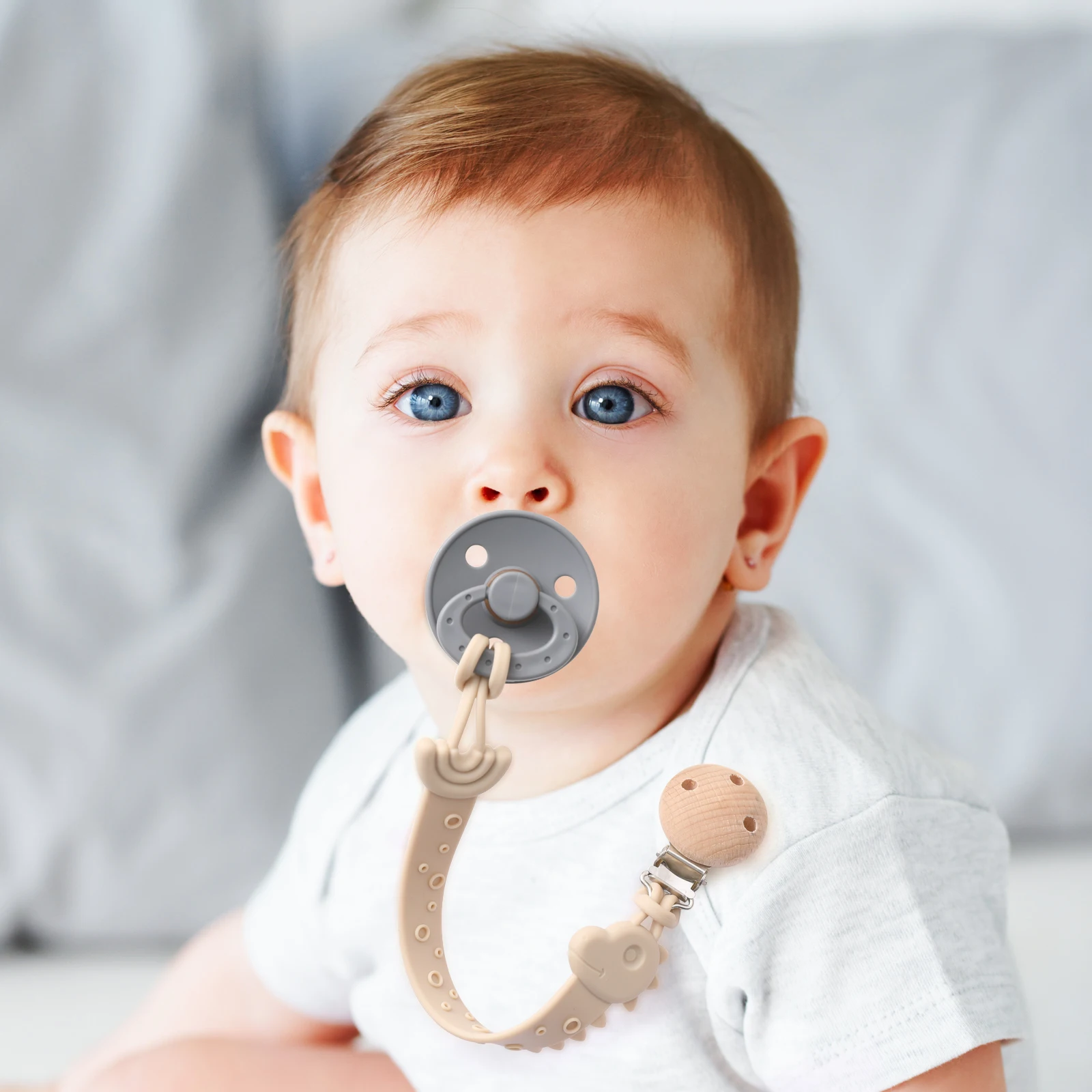 2pcs Baby Silicone Pacifier Chains， Cartoon Giraffe Shaped Silicone Baby Pacifier Chain ， For Newborn Mothers As Gifts
