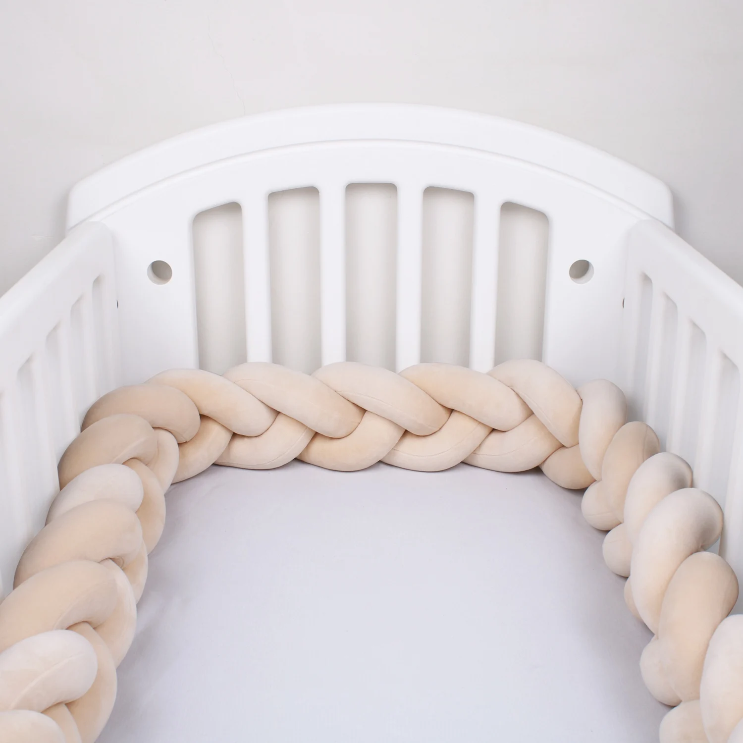  1M/2M/3M/4M Knot Braid Baby Bed Bumper Infant Cradle Protector Plush Pillow Cushion Crib Anti-collision Room Decor