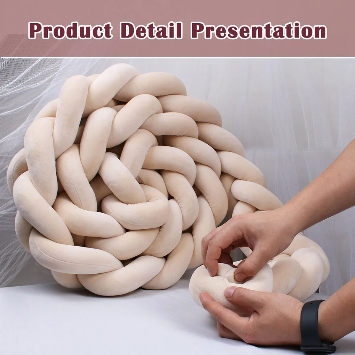  1M/2M/3M/4M Knot Braid Baby Bed Bumper Infant Cradle Protector Plush Pillow Cushion Crib Anti-collision Room Decor