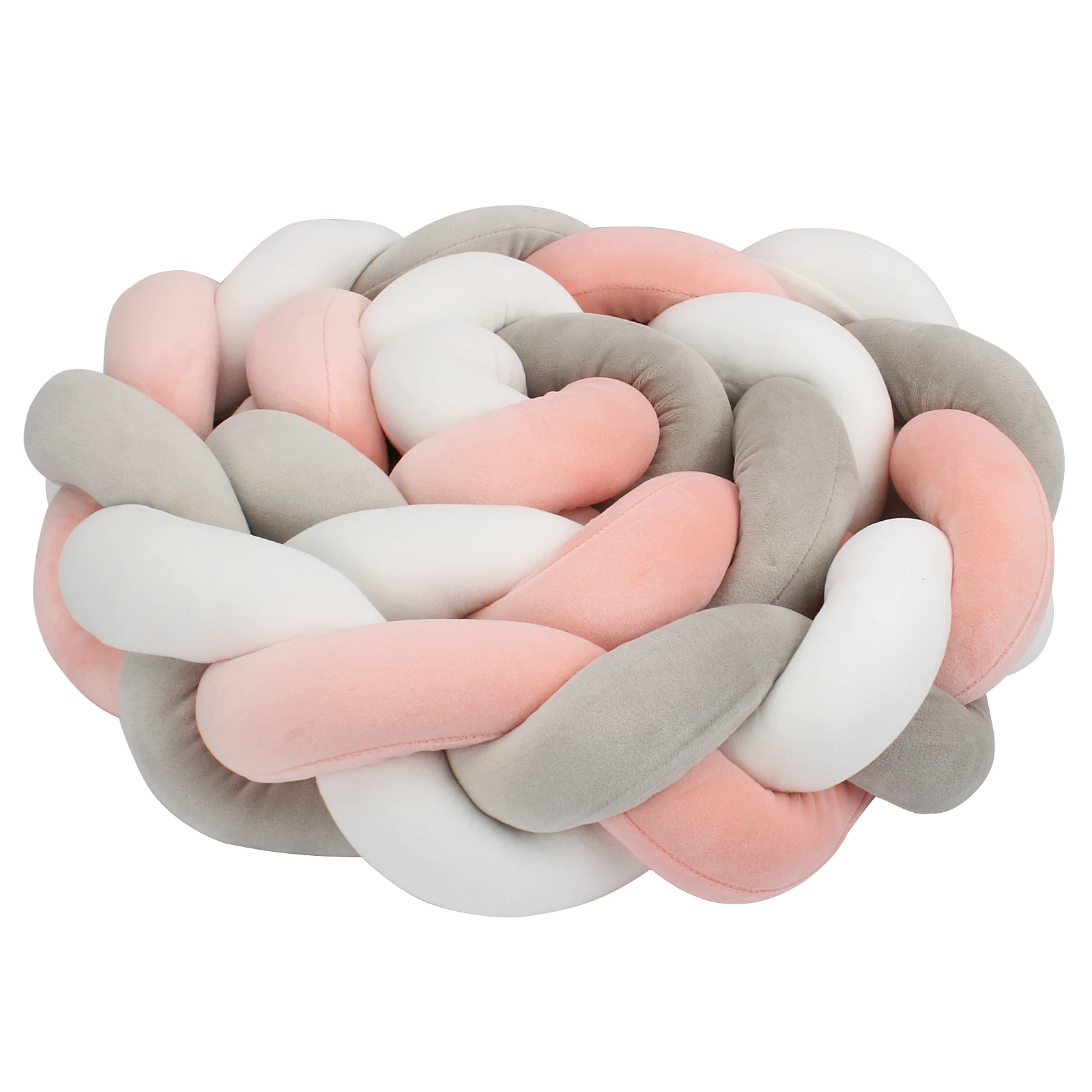  1M/2M/3M/4M Knot Braid Baby Bed Bumper Infant Cradle Protector Plush Pillow Cushion Crib Anti-collision Room Decor