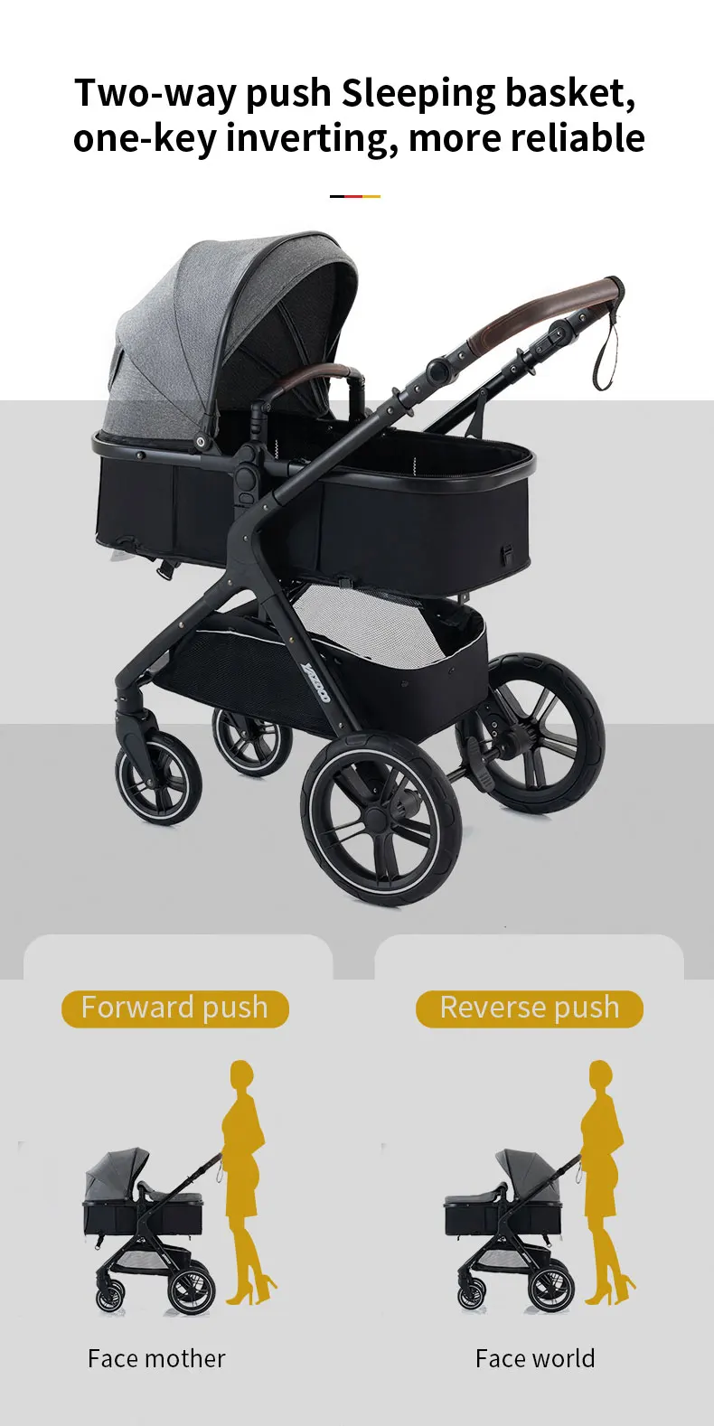 Baby Stroller 3 in 1 Easy Folding Multifunctional Stroller Travel Portable Baby Carriage Safety Seat EU Standard Free Shipping