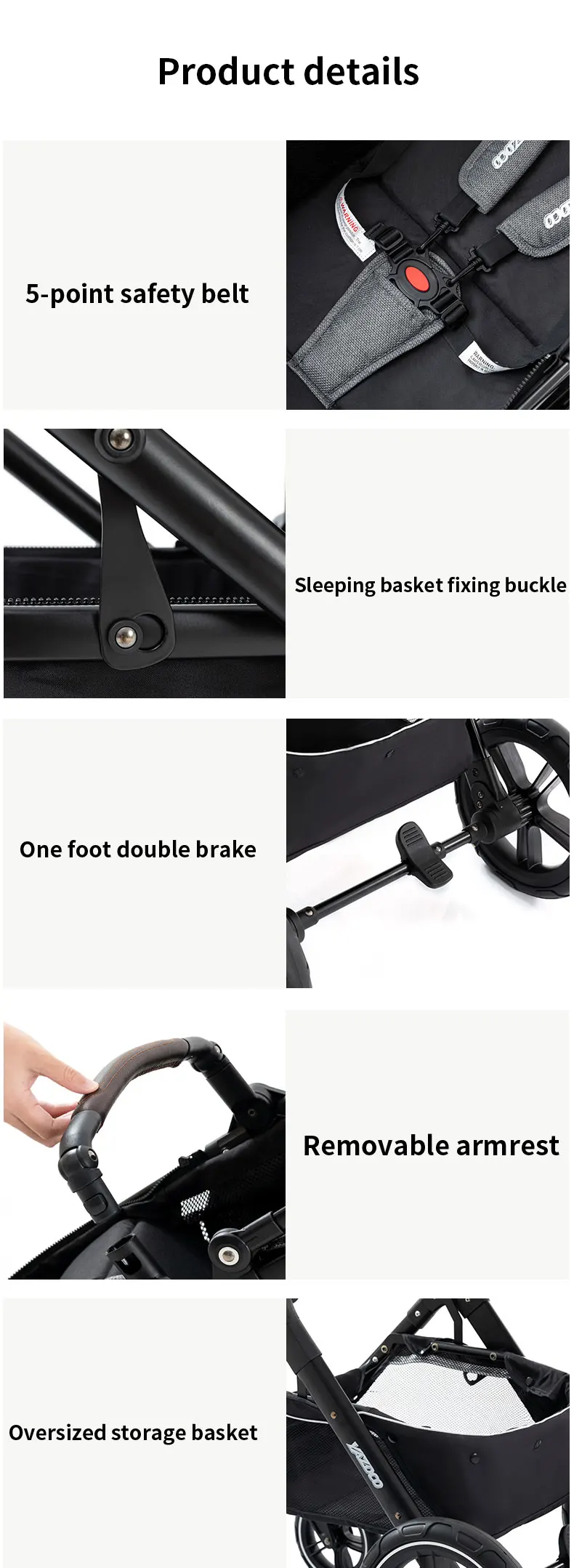 Baby Stroller 3 in 1 Easy Folding Multifunctional Stroller Travel Portable Baby Carriage Safety Seat EU Standard Free Shipping