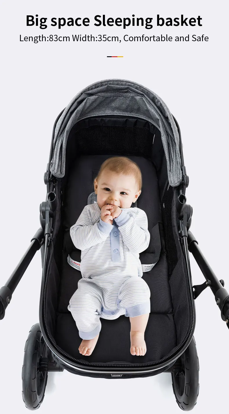 Baby Stroller 3 in 1 Easy Folding Multifunctional Stroller Travel Portable Baby Carriage Safety Seat EU Standard Free Shipping