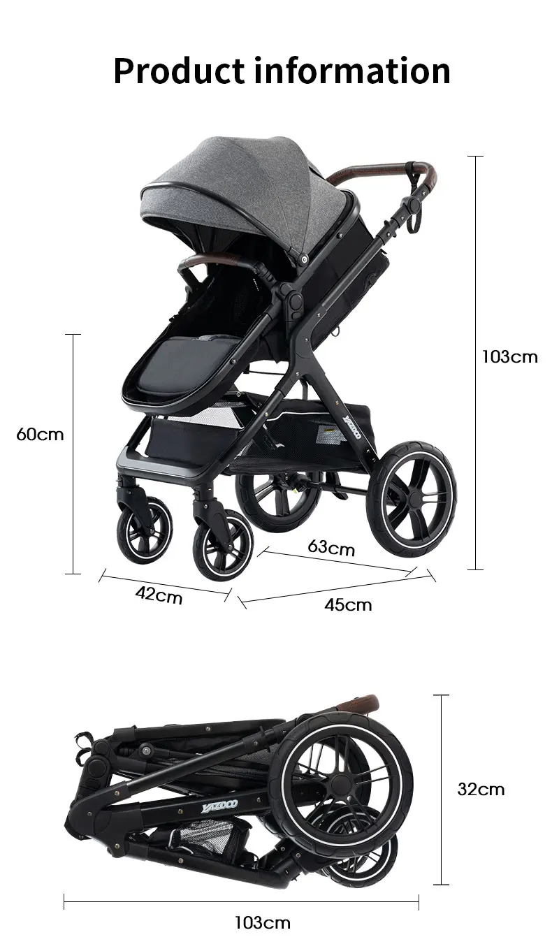 Baby Stroller 3 in 1 Easy Folding Multifunctional Stroller Travel Portable Baby Carriage Safety Seat EU Standard Free Shipping