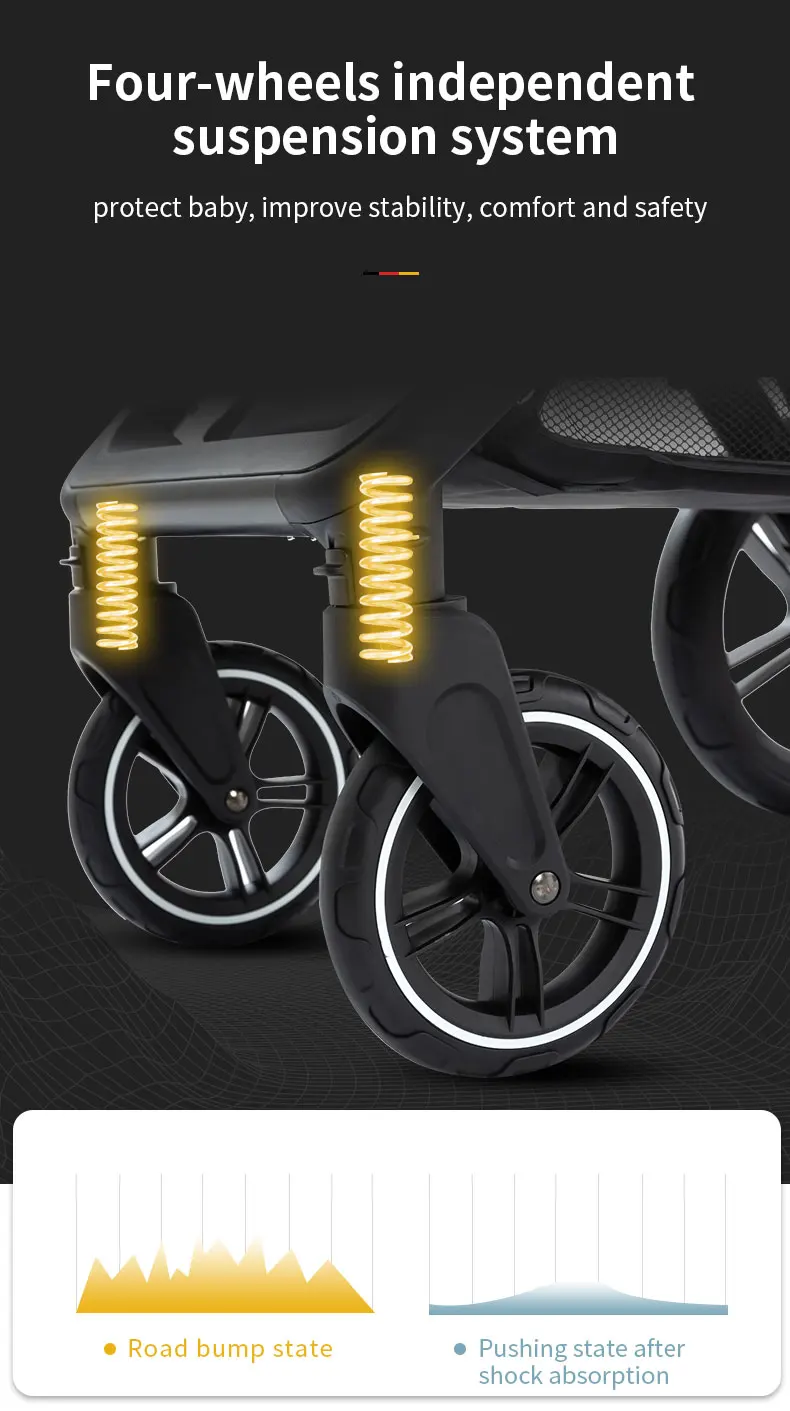 Baby Stroller 3 in 1 Easy Folding Multifunctional Stroller Travel Portable Baby Carriage Safety Seat EU Standard Free Shipping