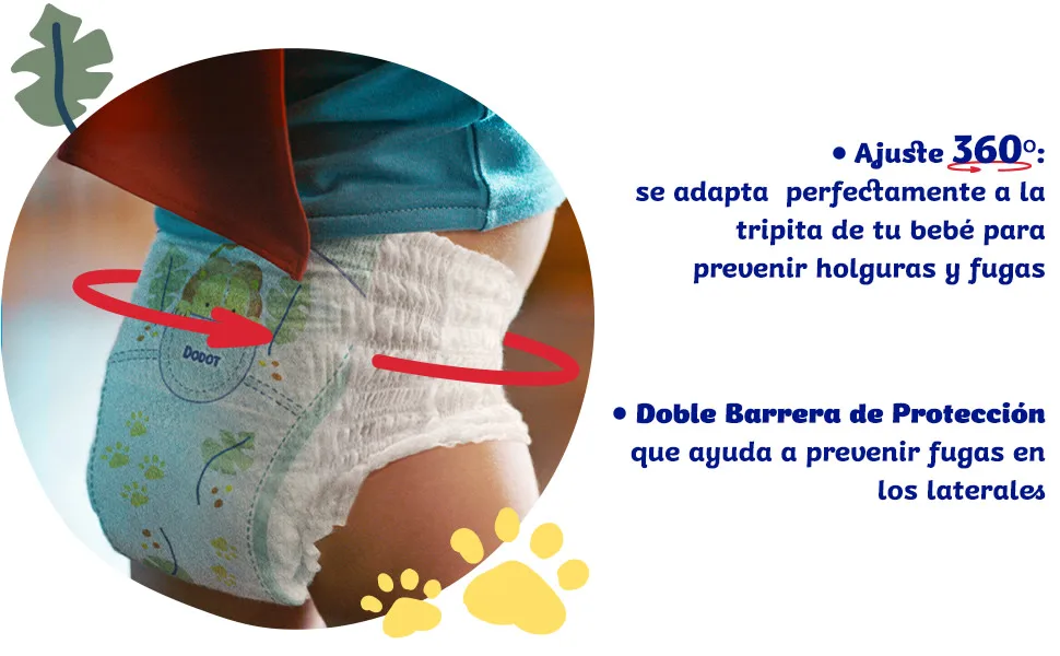 Dodot Baby Pants Diapers, Size 4, 9-15 Kg, 129 Diapers, Diaper-Panties with 360 Adjustment ° Anti-Leak, Monthly Pack